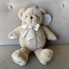 Bearington Edgehill Collection 12 Teddy Bear Classic Tan Ivory Satin Soft Baby