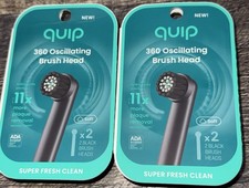 LOT 2X 2 PACK 4 GENUINE QUIP 360 OSCILLATING TOOTHBRUSH SOFT BLACK BRUSH HEADS