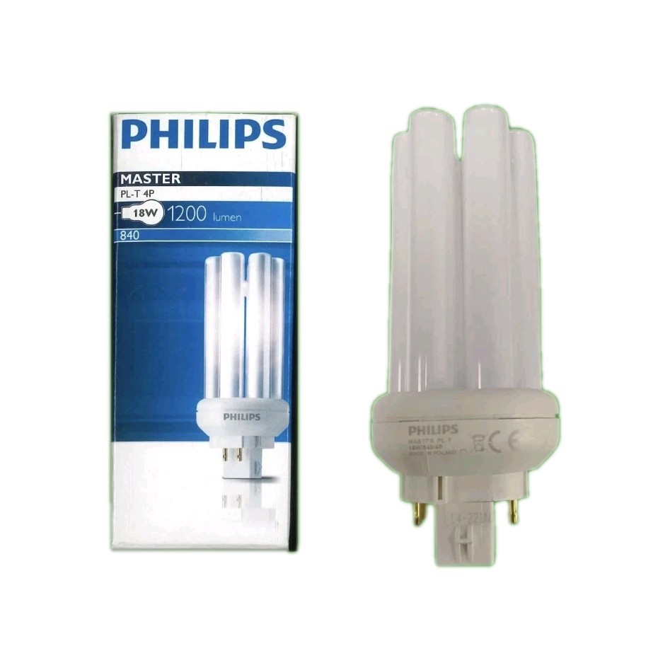 1x 18W Philips GX24q-2, 4 pin, Low Energy CFL Light Bulb 4000K Cool White Lamp