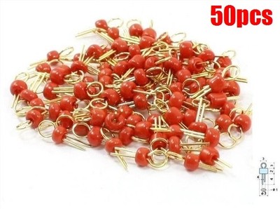 50Pcs Red Gold Tone Soldering Pcb Board Breadboard Test Point Pin vi