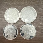 HM 4x 1/10 oz .999 Fine Silver Buffalo Design Rounds, 0.4 oz Total, Round Shape