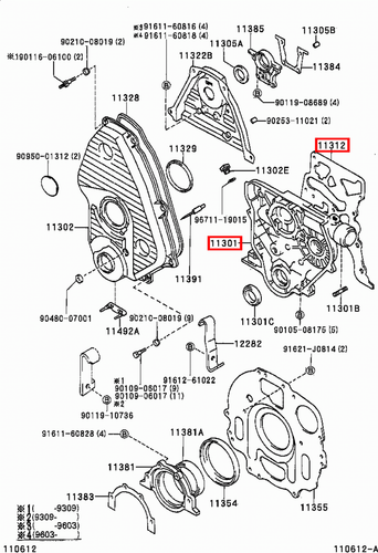 Genuine Hiace LXH22 LXH18 LXH12 LH184 5L 2L Timing Gear Cover Case w Gasket - Picture 9 of 20