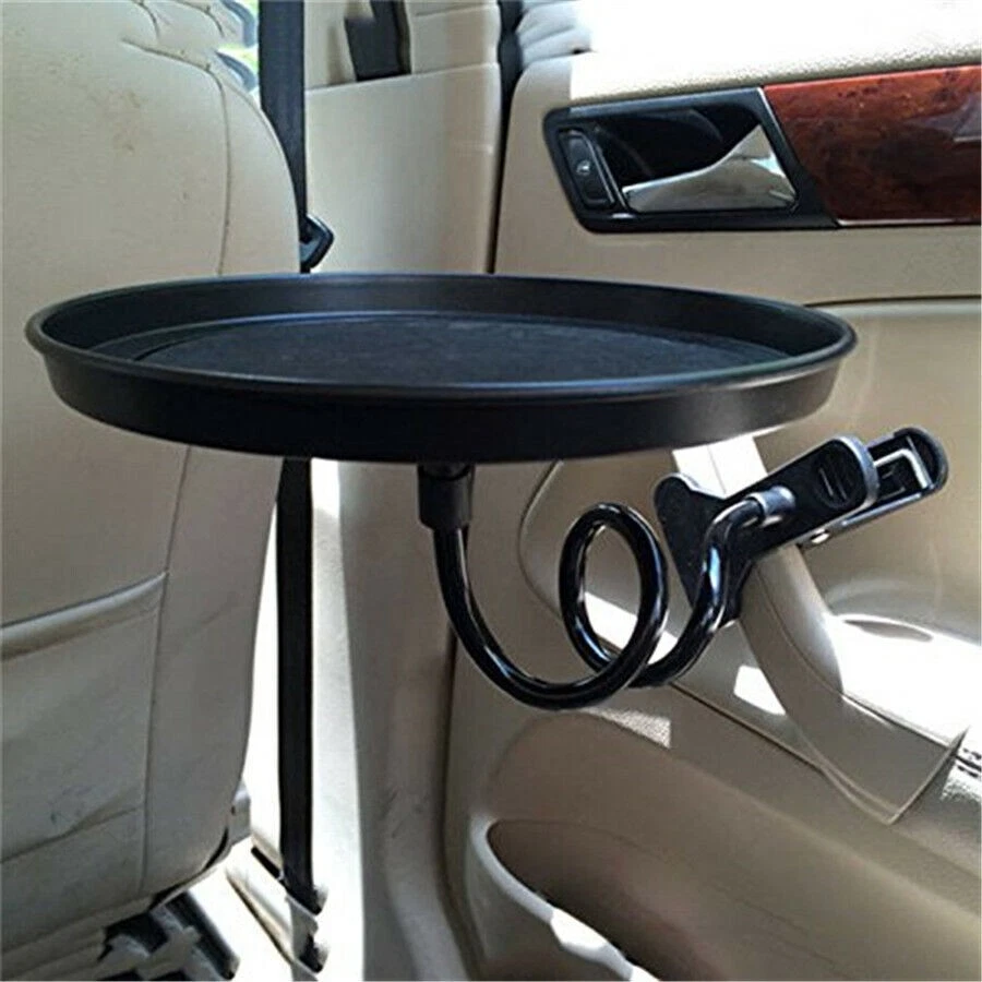 Black Car Storage Organizer Travel Drink Cup Holder Table Stand Food Tray 360° - Image 3 of 4