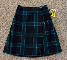 Vintage Cobra Kilt Pure New Wool Kilt Skirt Midi Blue Plaid Size 26 NWT Ireland