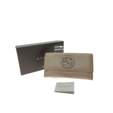 GUCCI Women's Interlocking GW Hook Wallet in Leather 231843 beige