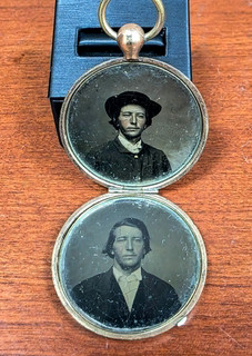 Tintype Civil War Union Soldier in Locket with Tax Stamp Inside