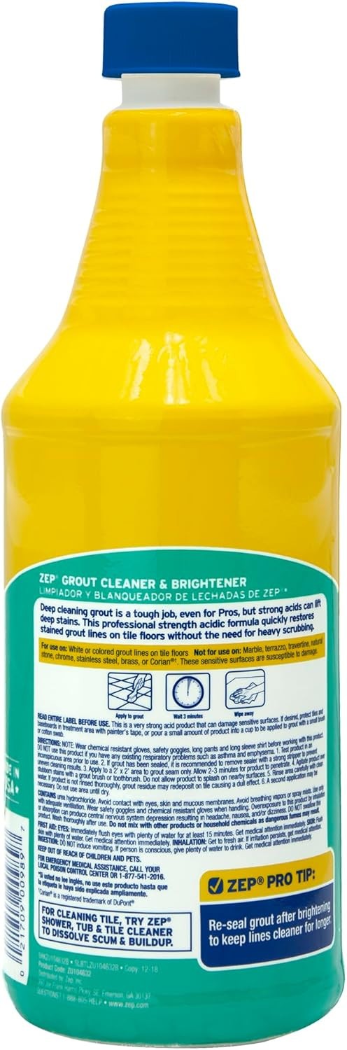 Zep GROUT CLEANER & Whitener 32 oz. Professional Strength Stains Lines  ZU104632
