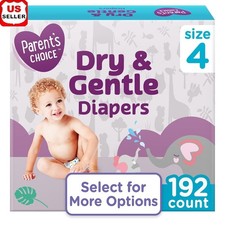 Dry Gentle Diapers Size 4 192 Count Hypoallergenic Soft Sides 12hr Protection US