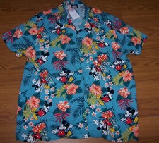 Disney Mickey Mouse Tropical Floral Hawaiian Shirt Men's Size XL