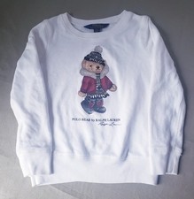 Polo Ralph Lauren Sweatshirt Boys Size 6 White Preppy Polo Bear Graphic