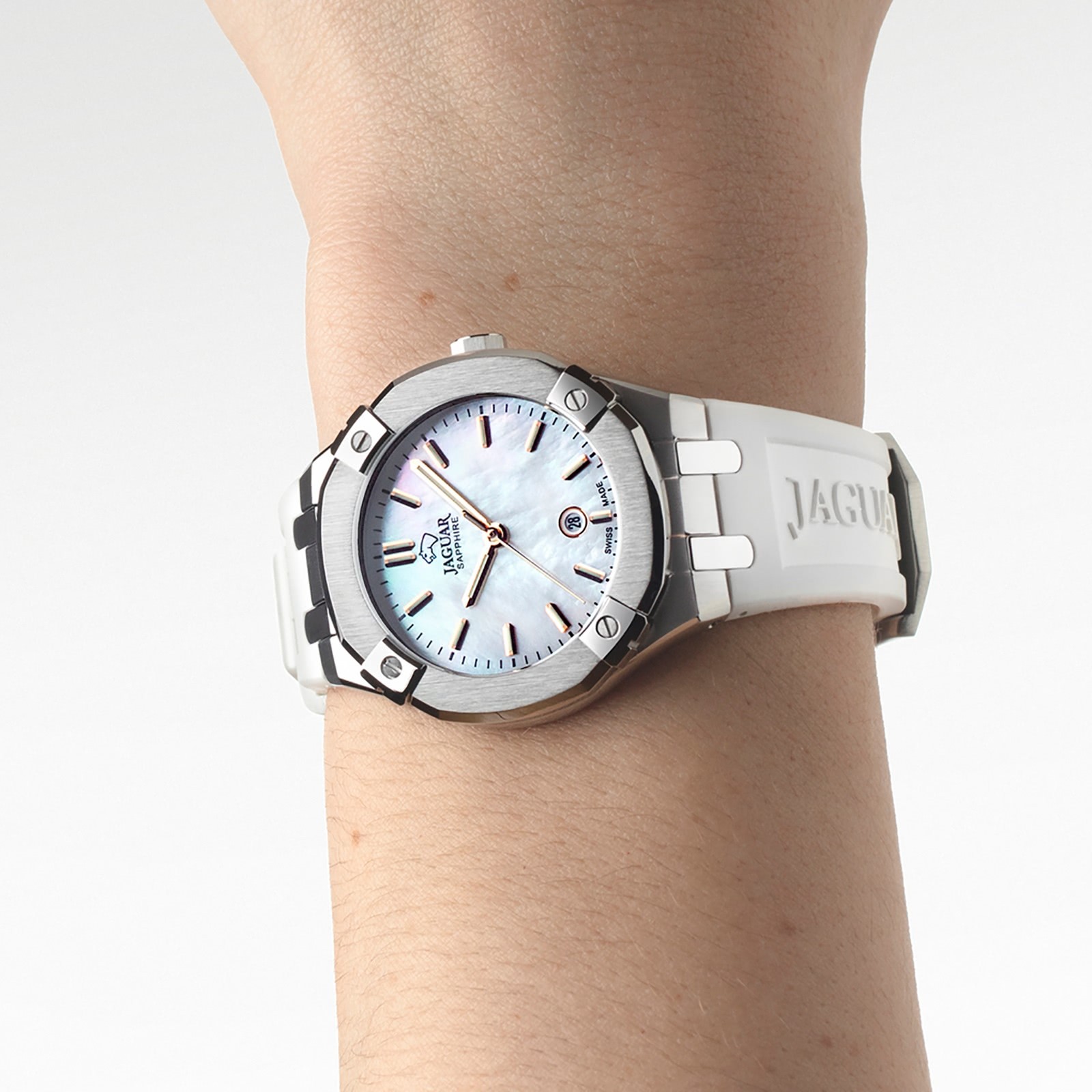 Jaguar Damenuhr Silikon weiß Jaguar Diplomatic Armbanduhr UJ1017/1