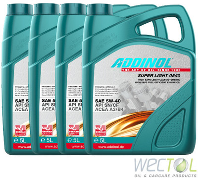 Addinol SUPER LIGHT 0540 5W40 5W-40 4x 5 Liter (20 L) Made in Germany