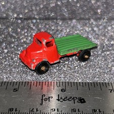 Red Barclay W/ Green Flat Bed Truck Diecast Metal Mites Cleated Tires G510