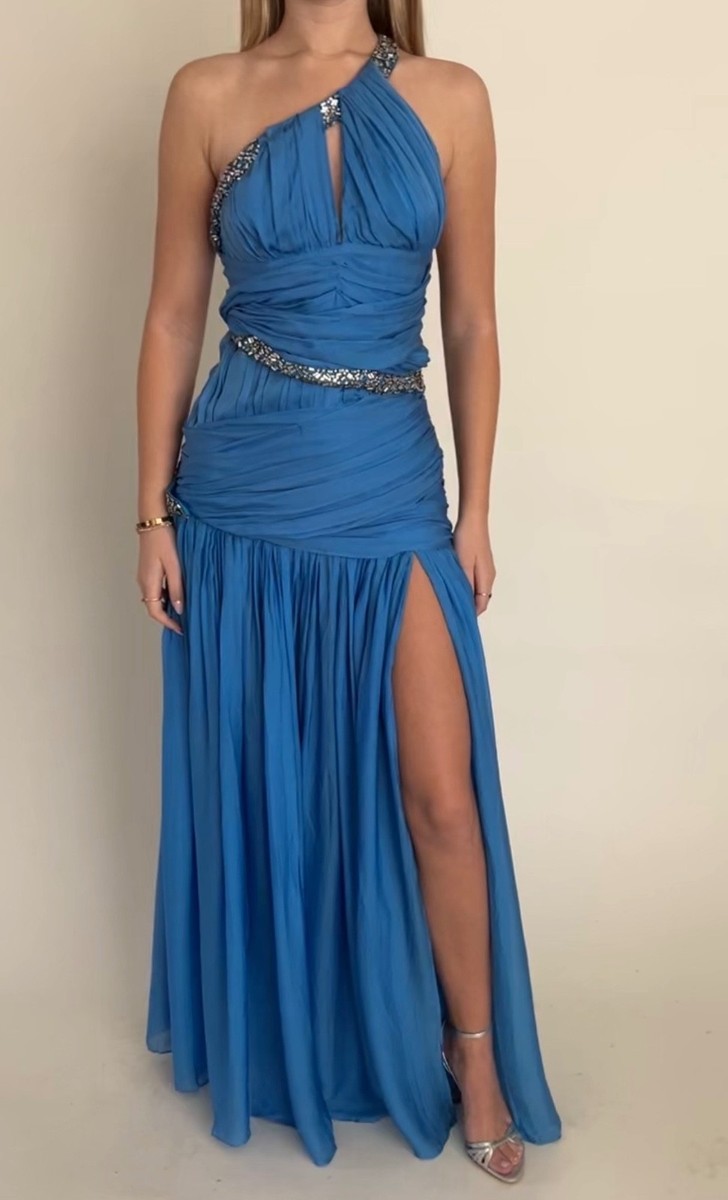 cavalli blue dress Roberto Cavalli // Blue & Black Polka Dot Gathered Belted Dress – VSP  Consignment