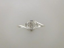 Oval with 2 mm Round Accents Bypass Style Ring Setting Sterling Silver