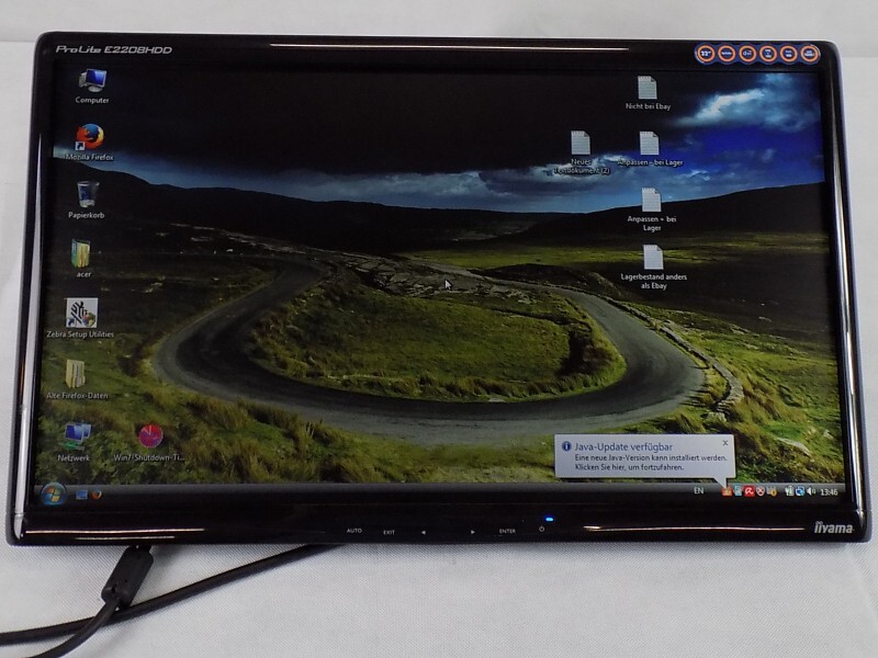 22"" Iiyama ProLite E2208HDD-B1 Full HD Monitor VGA/DVI Ohne Fuß, TOP, LESEN