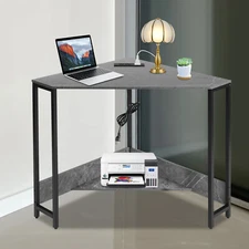 Corner Desk, Small Computer Desk with Outlets , Small Office Desk