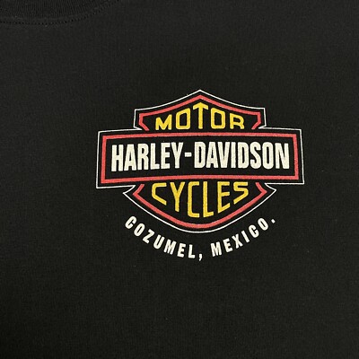 Harley-Davidson T-Shirt Graphic Print Black Cozumel Mexico Men s Size L Large