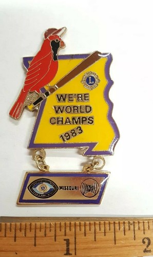 Prendedor We're World Champs Missouri Lions Sports Cardinals béisbol 1983 vintage años 80 - Imagen 2 de 4