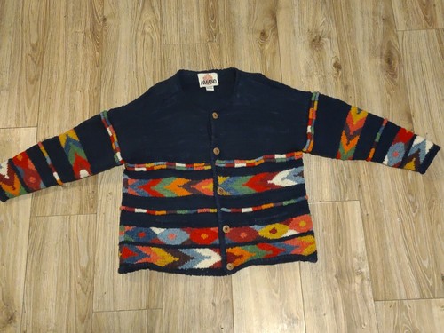 Vintage 90s AMANO Blue Wool Cardigan 