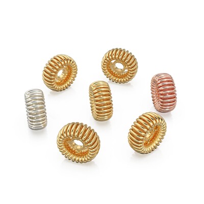 18K Solid Gold Spiral Vortex Rondelle Spacer Bead for Jewelry Making 14K Finding