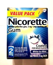 New Nicorette White Ice Mint Nicotine Gum 2mg - 160 Count Exp 11/2026