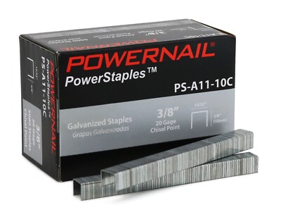 Powernail T50 / A11 20 Gauge 13/32'' Crown 3/8'' Length Chisel Point Staples