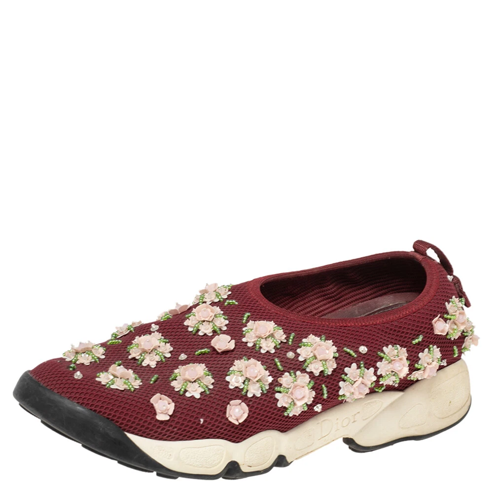 Baskets embellies Dior Burgundy Mesh Fusion taille 37