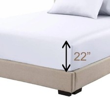 High Profile Fitted Sheet Only 22 Inch Extra Deep Pocket Luxurious Cotton 608TC