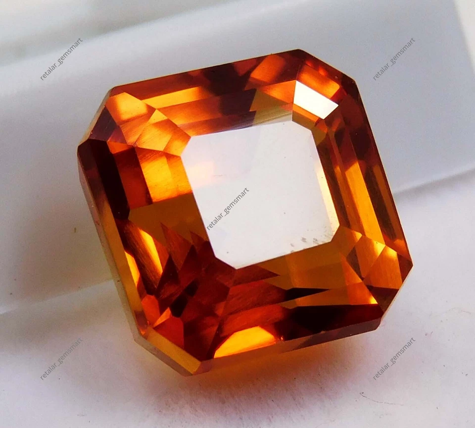 Piedra preciosa suelta cuadrada naranja rara certificada natural impecable de 10,00 quilates Foto 3 de 4