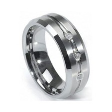 Nice Men's 8mm Tungsten Carbide Wedding Ring Band Cubic Zirconia Size 13