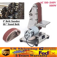 Electric Belt Sander Polish Grinder Machine Table Polisher Auto Adjust Tightness