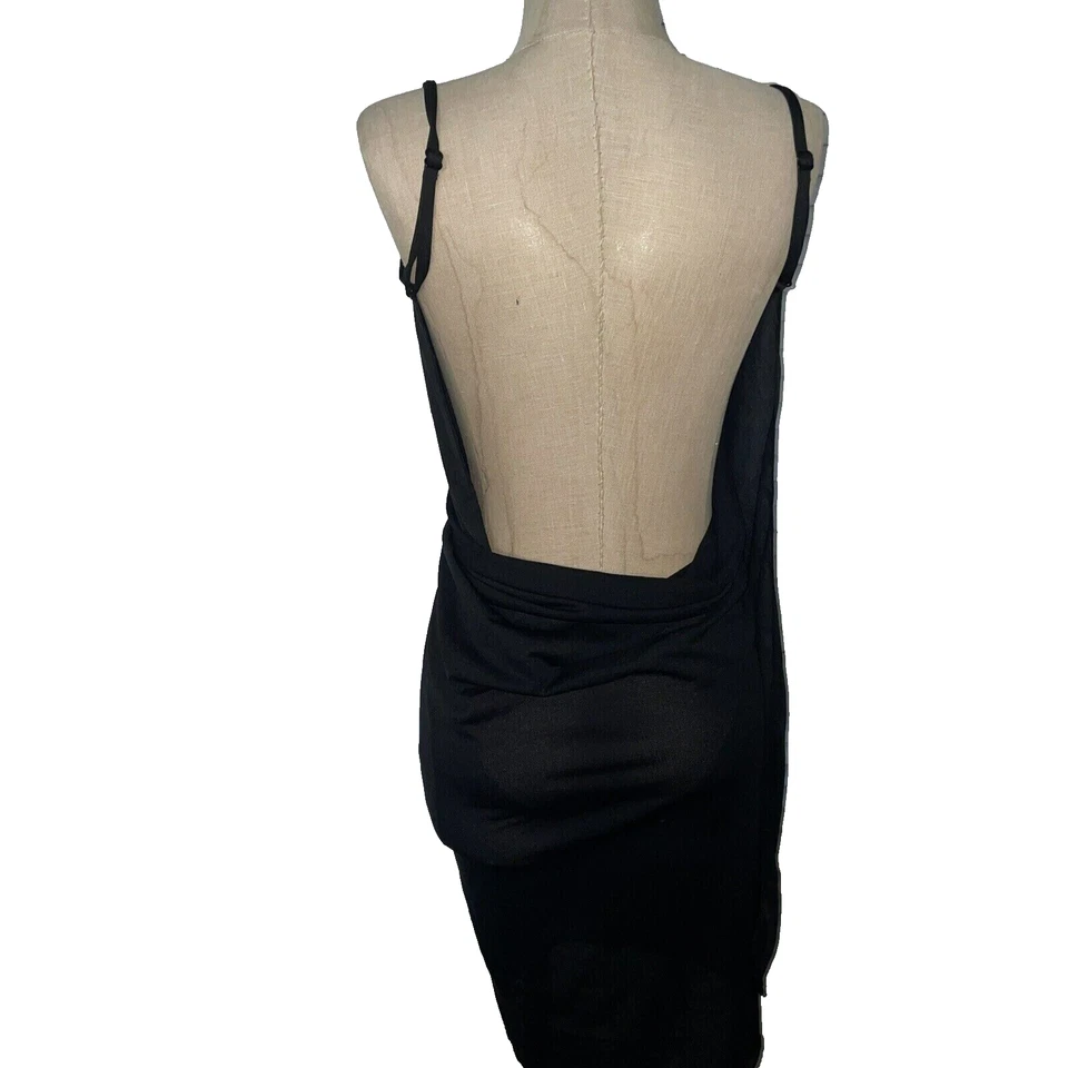 Sexy Vestido de Playa Corto para Mujer The Saress Traje de Baño Cubrir, Liso Negro-Grande Foto 3 de 4