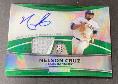NELSON CRUZ 2010 BOWMAN PLATINUM AUTO PATCH 070/199 TEXAS RANGERS REFRACTOR