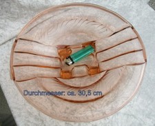 Sammlungsaufl&ouml;sung-ART Deco - Pressglas - Rosalin Glas - Schale - mit Handhaben