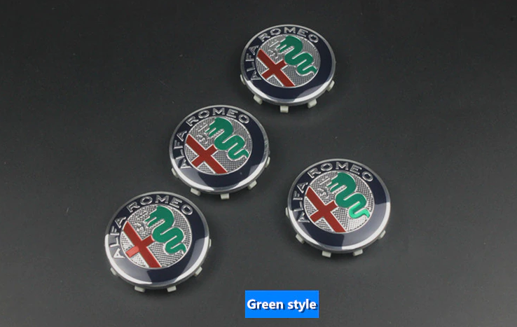 4pcs 60mm Alfa Romeo Green Red Wheel Center Caps Hubcaps Rim Caps Emblem 10 pins