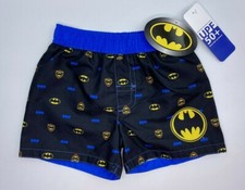 Boys Size 12M Cute Batman Swim Trunks Swimsuit UPF 50 Quick Drying Black Blue