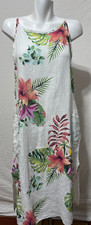Lungo L'Arno Women Linen Dress Large Italy Summer White Pink Floral New NWT