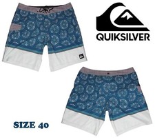 Men's Quiksilver Board shorts Size 40 swimwear blue gray and white