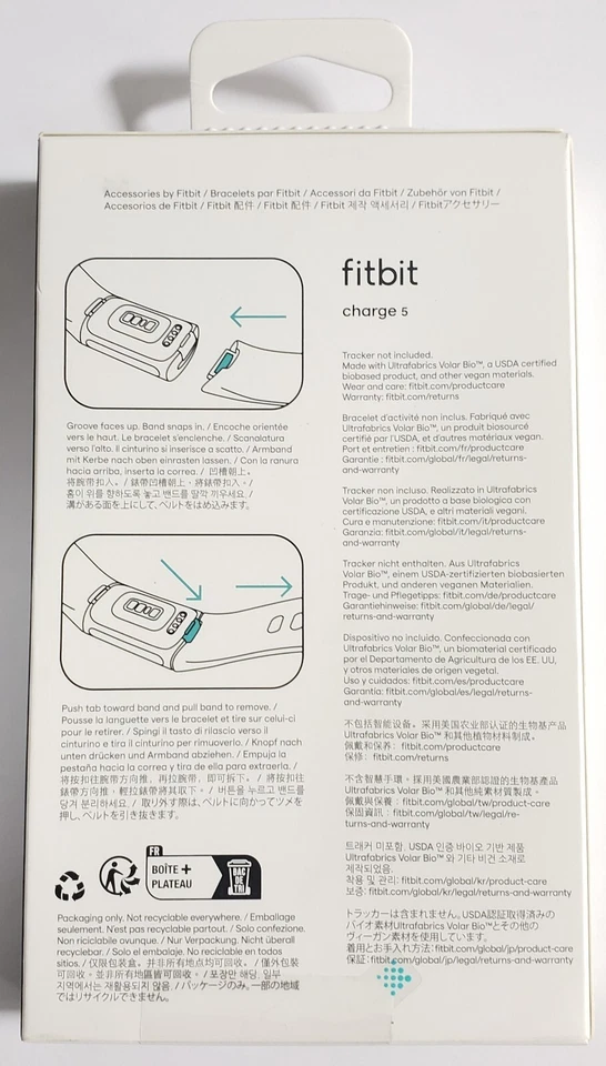 Fitbit Charge 5 Vegan Leather Small Gray Band Genuine OEM Replacement Band NEW - Image 2 of 2