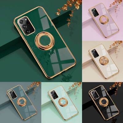 For Samsung Galaxy S22 Plus S21 S20 Note 20 Glossy Ring Shockproof Phone Case