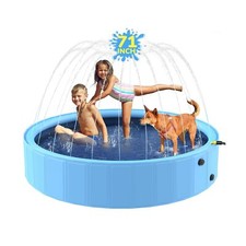 71'' Foldable Dog Pool, Sprinkler Pool for Kids, Non-Slip Kids Pool, Dog Swim...