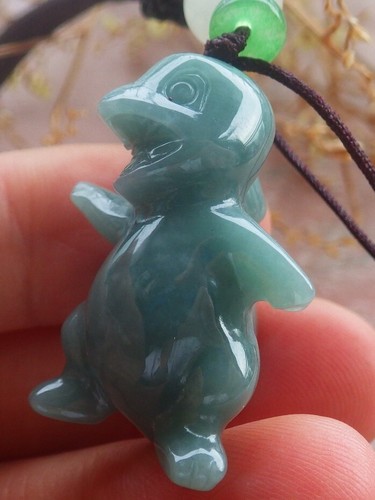 Video Certified Icy Green Natural A Jade jadeite Pendant Charmander 699546 AS - Picture 4 of 11