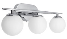 Modern Chrome Indoor Wall Light IP44 Frosted Glass Globe Sconce with Warm G9 LED