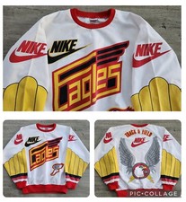 Vintage 80s Nike Track Field Eagles AOP Crewneck M RARE Grey Tag Sweatshirt