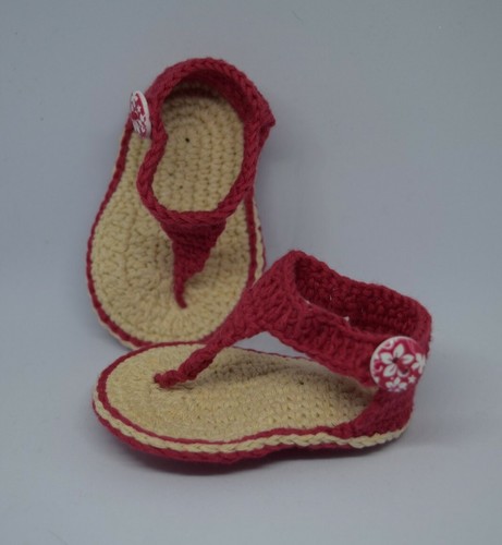 Sandali infradito neonato,uncinetto,colore rosso scuro,cinturino e bottone.  | eBay