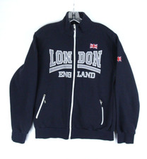 G Crown London England Sweater Jacket Womens Large Blue Full Zip Embroidered