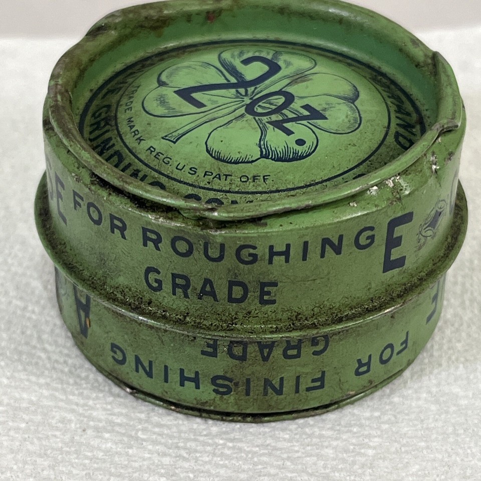 Vintage Clover Brand Valve Grinding Compound Advertising Tin 2oz Green