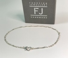 Massives Sterling Silber Fußkettchen mit Herzverschluss, gedreht 925 Kette Fußkettchen