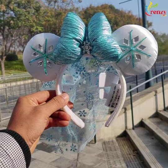 New Disney Parks Elsa Snowflake Blue Minnie Mouse Ears Diamond